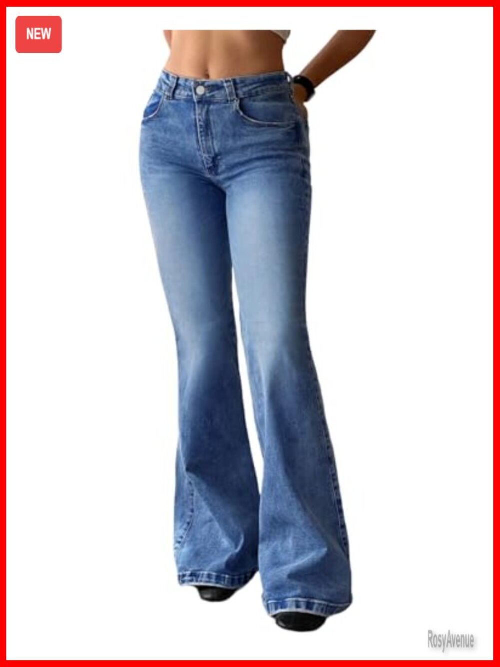 Women's Bootcut Flare Jeans Mid Rise Stretchy Denim Trendy 90s Pants
